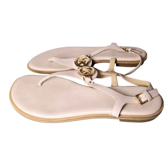 MICHAEL KORS Mallory Tan Leather T-Strap Sandal Size 9M - Picture 4 of 7
